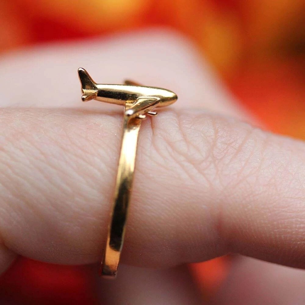 NEW JETSETCANDY AIRPLANE RING GOLD VERMEIL